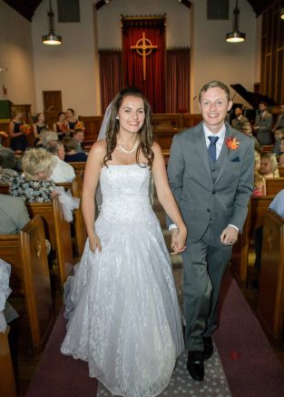 bride and groom recessional