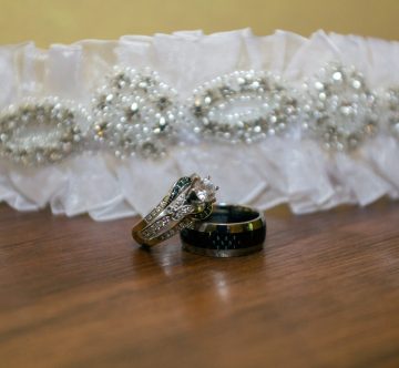 bride's garter and rings