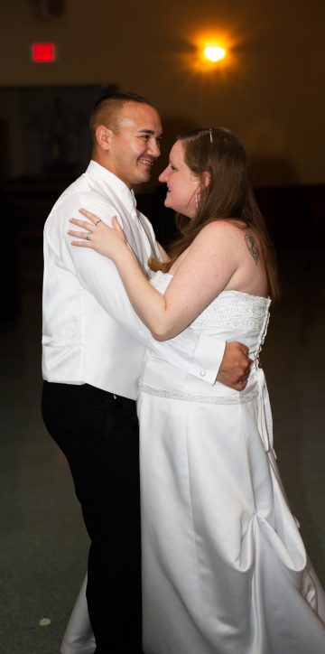 Bride and Groom first dance smiling