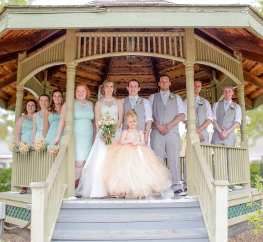 wedding party under the gazebo