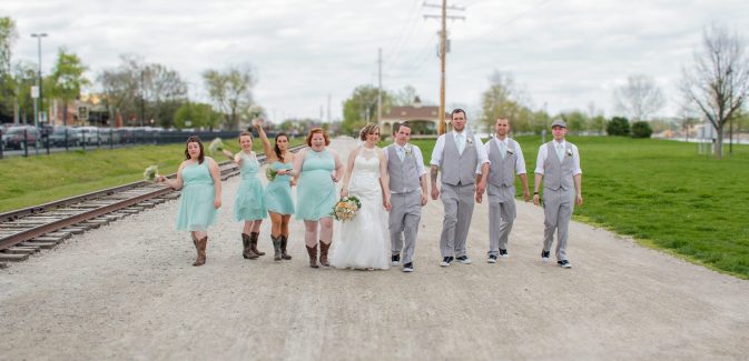 wedding party walking