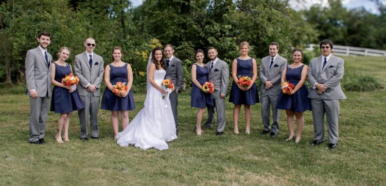 Bride, Groom and wedding party formal shot