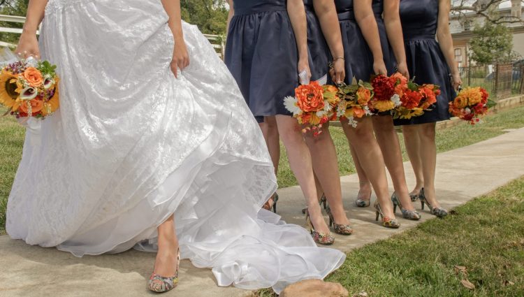 bridal party showing off shoes