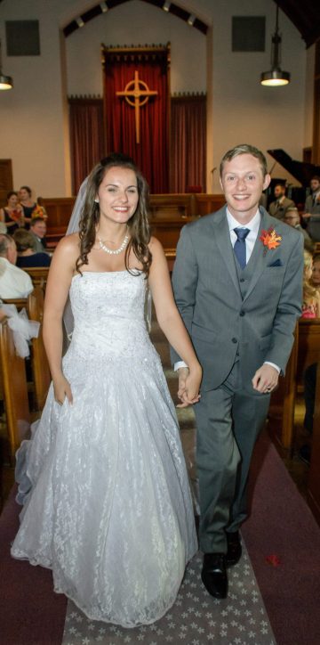 bride and groom recessional