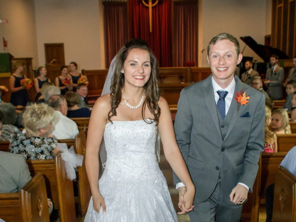 bride and groom recessional