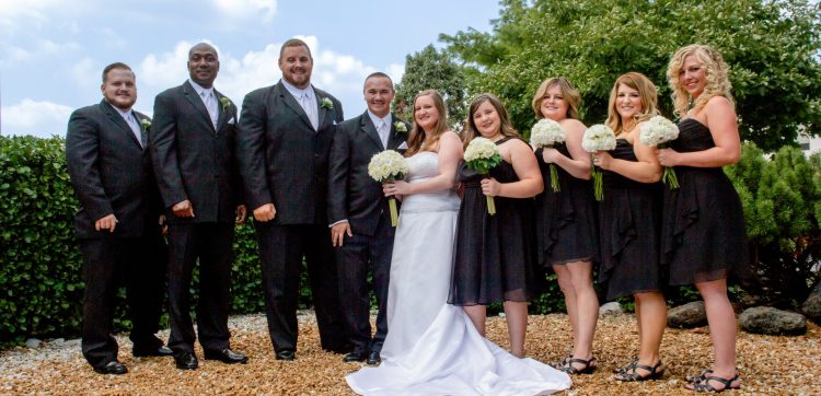 Wedding party on sunny day